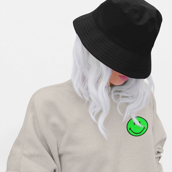 Good Vibes Neon Green Smiley Face Sweatshirt - Picture 2 of 12